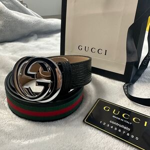 Gucci Black and Green Men's Belt